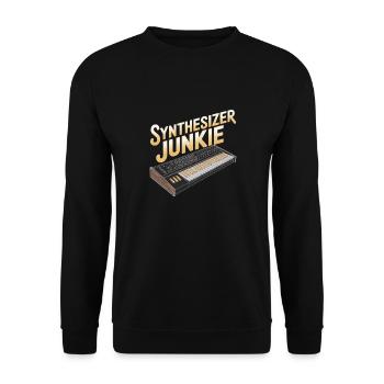 Synthesizer Junkie Design - Unisex Pullover - Schwarz - Vorne - Alina (178cm) & Michal (187cm)