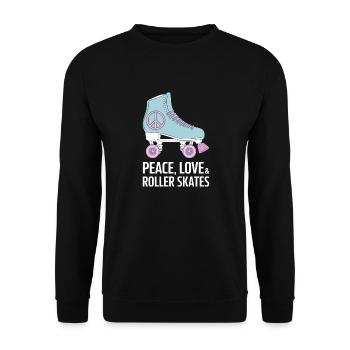 Peace Love Roller Skates Design - Unisex Pullover - Schwarz - Vorne - Alina (178cm) & Michal (187cm)
