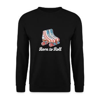 "Born to Roll" Retro Skates Design - Unisex Sweatshirt - black - Front - Alina (178cm) & Michal (187cm)