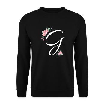 Buchstabe g Blumen - Unisex Pullover - Schwarz - Vorne - Alina (178cm) & Michal (187cm)