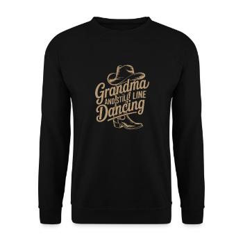 Coole Line Dance Oma. Oma hat Freude am Tanzen - Unisex Pullover - Schwarz - Vorne - Alina (178cm) & Michal (187cm)