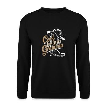 Coole Line Dance Oma. Oma hat Freude am Tanzen - Unisex Pullover - Schwarz - Vorne - Alina (178cm) & Michal (187cm)