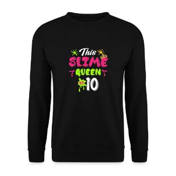 Slime Queen 10th Birthday Design - Unisex Sweatshirt - black - Front - Alina (178cm) & Michal (187cm)