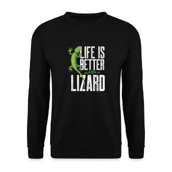 life is better with a lizard Design for a lizard - Unisex Pullover - Schwarz - Vorne - Alina (178cm) & Michal (187cm)