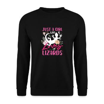 Juste une fille qui aime le design des lézards - Sweat-shirt Unisexe - noir - Devant - Alina (178cm) & Michal (187cm)
