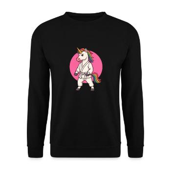 Karaté Licorne dessin animé - Arts martiaux - Sweat-shirt Unisexe - noir - Devant - Alina (178cm) & Michal (187cm)