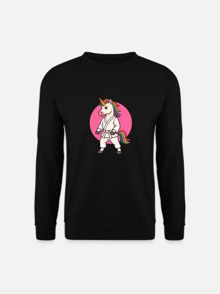 Karate Einhorn Cartoon - Kampfsport - Unisex Pullover - Schwarz