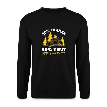 50% Trailer 50% Tent 100% Awesome Pop-Up Camper - Unisex Sweatshirt - black - Front - Alina (178cm) & Michal (187cm)