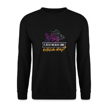 I just really like killifish okay Design - Unisex Pullover - Schwarz - Vorne - Alina (178cm) & Michal (187cm)