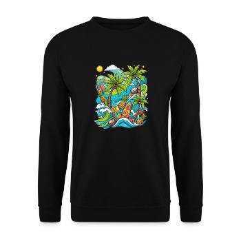 Tropical holiday pattern - Unisex Sweatshirt - black - Front - Alina (178cm) & Michal (187cm)