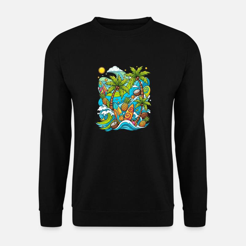 Tropisches Urlaubsmuster - Unisex Pullover - Schwarz