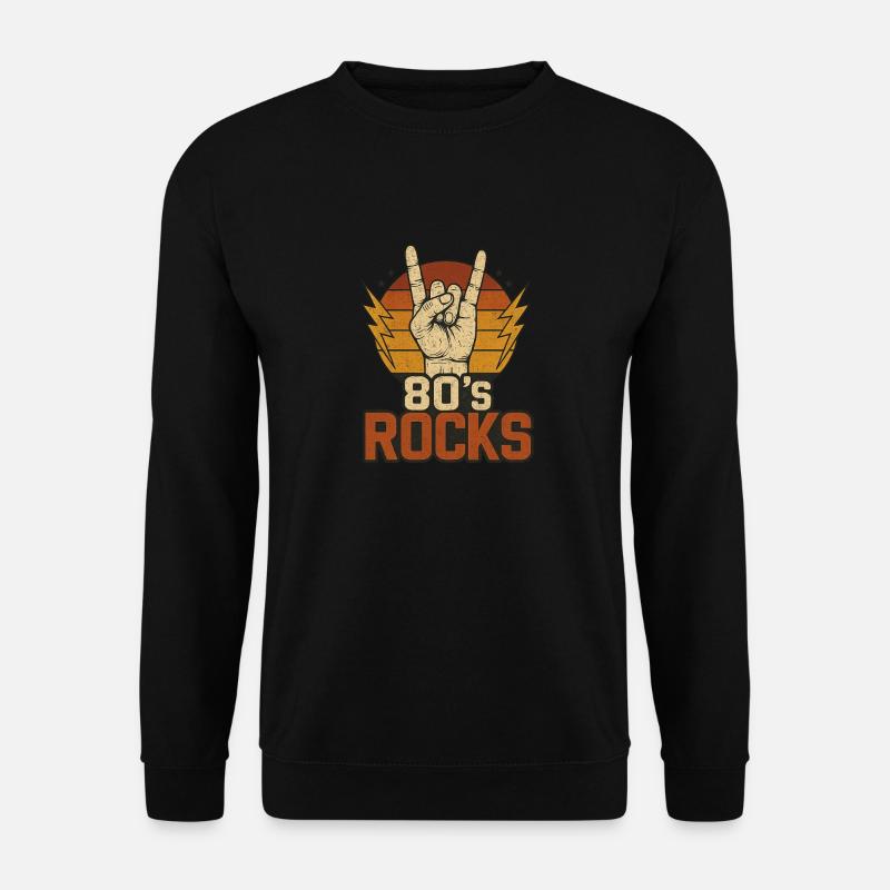 Rock 80er Jahre – Vintage Hand und Blitz - Unisex Pullover - Schwarz