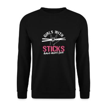 filles avec des bâtons Fun Drumming Design - Sweat-shirt Unisexe - noir - Devant - Alina (178cm) & Michal (187cm)