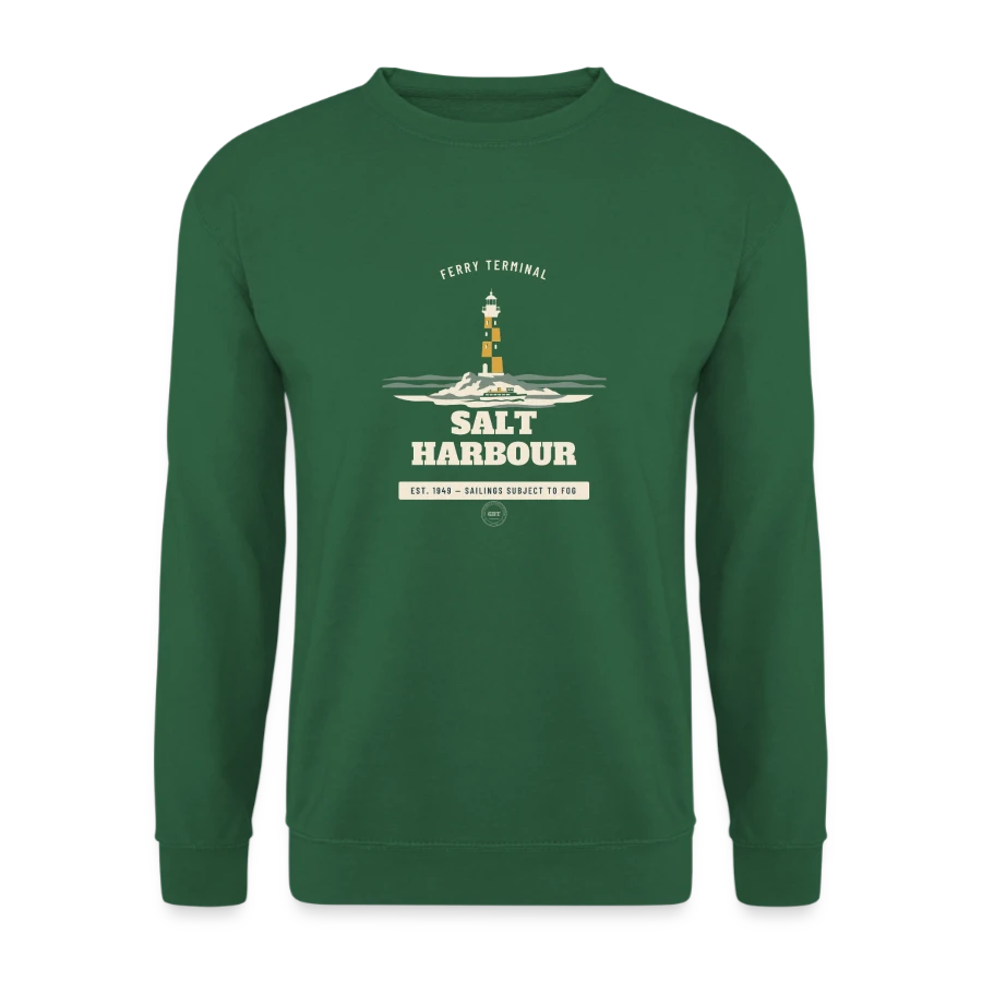 Salt Harbour badge on a unisex sweatshirt, green, front