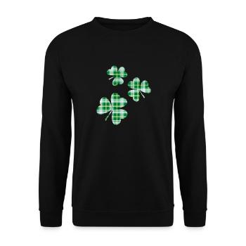 3 St. Patrick's Day Irish Tartan Kleeblätter - Unisex Pullover - Schwarz - Vorne - Alina (178cm) & Michal (187cm)