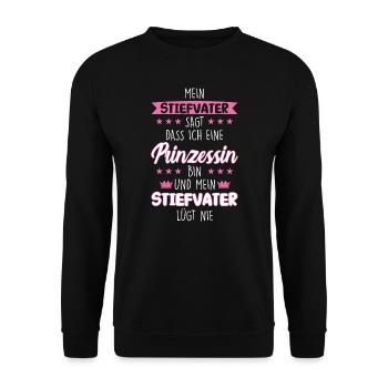 Stieftochter Stiefpapa Stiefvater Geschenk - Unisex Pullover - Schwarz - Vorne - Alina (178cm) & Michal (187cm)