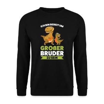 Großer Bruder Dinosaurier Grosser Bruder Geschenk - Unisex Pullover - Schwarz - Vorne - Alina (178cm) & Michal (187cm)