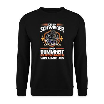 Schweißer Beruf Schweisser Geschenk - Unisex Pullover - Schwarz - Vorne - Alina (178cm) & Michal (187cm)