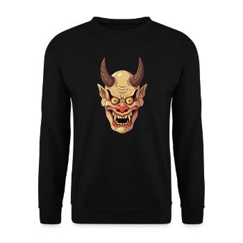Japanische Kabuki Oni Maske - Anime Shirt - Unisex Pullover - Schwarz - Vorne - Alina (178cm) & Michal (187cm)