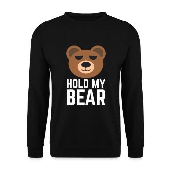 Hold My Bear : Citation de Hold My Beer Pun - Sweat-shirt Unisexe - noir - Devant - Alina (178cm) & Michal (187cm)
