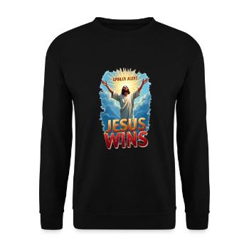 Spoiler Alert: Jesus Wins - Unisex Sweatshirt - black - Front - Alina (178cm) & Michal (187cm)