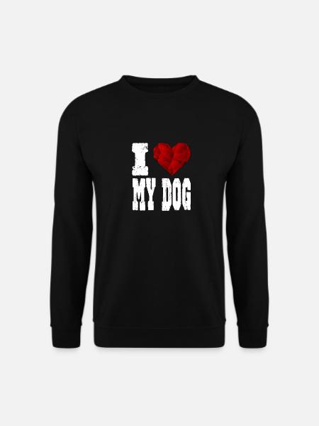 i love my dog spruch herz lieben liebe - Unisex Pullover - Schwarz