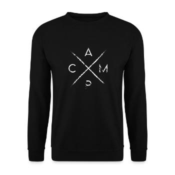 Camp vintage used look Spruch - Unisex Pullover - Schwarz - Vorne - Alina (178cm) & Michal (187cm)