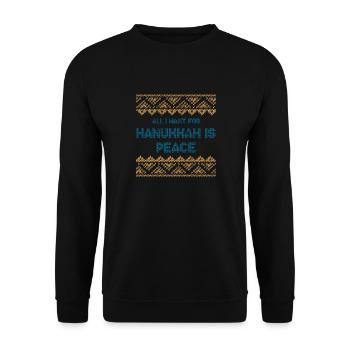 Ugly Hanukkah, Chanukkah, Lichterfest, Geschenk - Unisex Pullover - Schwarz - Vorne - Alina (178cm) & Michal (187cm)