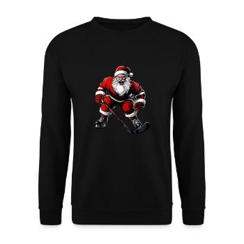 Joueur de hockey sur glace Père Noël - Sweat-shirt Unisexe - noir - Devant - Alina (178cm) & Michal (187cm)