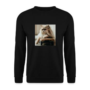 Le chat persan Negan: patineur - Sweat-shirt Unisexe - noir - Devant - Alina (178cm) & Michal (187cm)