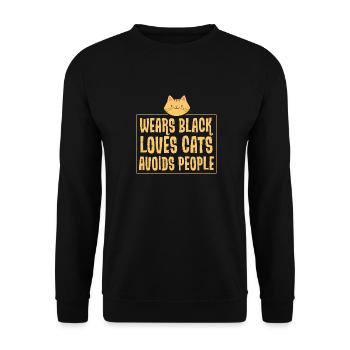 Wear black - dear cats - avoid people - Unisex Sweatshirt - black - Front - Alina (178cm) & Michal (187cm)