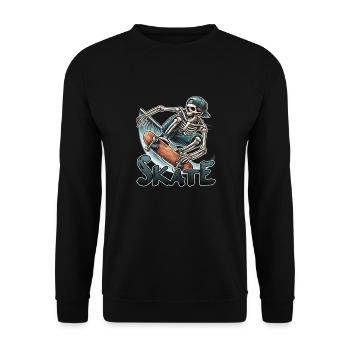 Skate Skater Skateboard Roller Skating Skelett - Unisex Pullover - Schwarz - Vorne - Alina (178cm) & Michal (187cm)