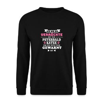 Peterbald Katze T Shirt Geschenk - Unisex Pullover - Schwarz - Vorne - Alina (178cm) & Michal (187cm)