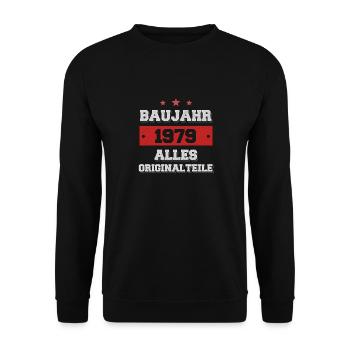 Baujahr 1979 - Alles Original Teile! - Unisex Pullover - Schwarz - Vorne - Alina (178cm) & Michal (187cm)