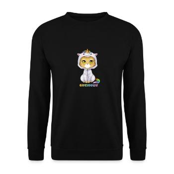 Caticorn - Für Katzen und Einhörner - Unisex Pullover - Schwarz - Vorne - Alina (178cm) & Michal (187cm)