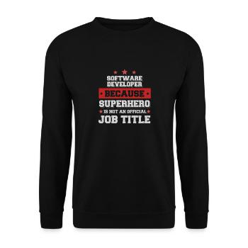 Software Developer Superhero Shirt - Unisex Sweatshirt - black - Front - Alina (178cm) & Michal (187cm)