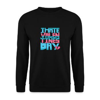 je déteste Saint Valentin - Sweat-shirt Unisexe - noir - Devant - Alina (178cm) & Michal (187cm)