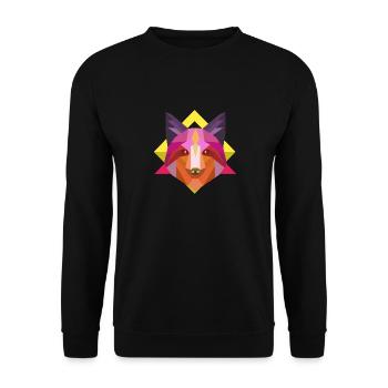 fox shirt abstrakt Fuchs shirt zoo geschenkidee - Unisex Pullover - Schwarz - Vorne - Alina (178cm) & Michal (187cm)