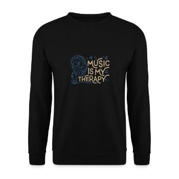 music is my therapy - Unisex Sweatshirt - black - Front - Alina (178cm) & Michal (187cm)