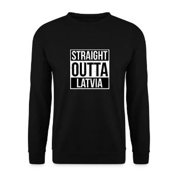 Straight Outta Latvia - Unisex Pullover - Schwarz - Vorne - Alina (178cm) & Michal (187cm)