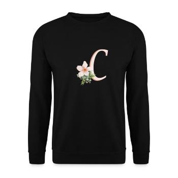 Lettre C avec fleur - Sweat-shirt Unisexe - noir - Devant - Alina (178cm) & Michal (187cm)