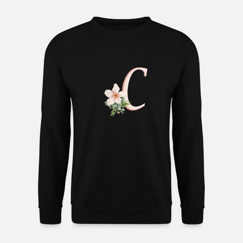 Lettre C avec fleur - Sweat-shirt Unisexe - noir
