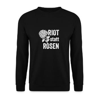 Riot statt Rosen - Unisex Pullover - Schwarz - Vorne - Alina (178cm) & Michal (187cm)