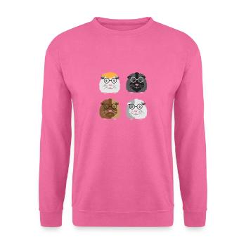 Quatre petits cochons d'Inde ringards avec des lunettes - Sweat-shirt Unisexe - rose - Devant