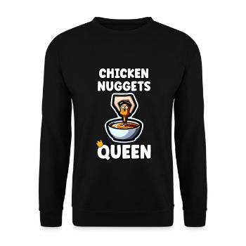 Chicken Nuggets Queen Zitat Chicken Nuggets Girl - Unisex Pullover - Schwarz - Vorne - Alina (178cm) & Michal (187cm)