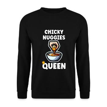 Chicken Nuggets Nug Life Zitat - Unisex Pullover - Schwarz - Vorne - Alina (178cm) & Michal (187cm)