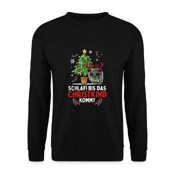 Schlaf Bis Das Christkind Kommt Hamster - Unisex Pullover - Schwarz - Vorne - Alina (178cm) & Michal (187cm)
