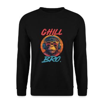 Chill Bro Cool Monkey Hip Hop Vibes Retro Music - Unisex Pullover - Schwarz - Vorne - Alina (178cm) & Michal (187cm)