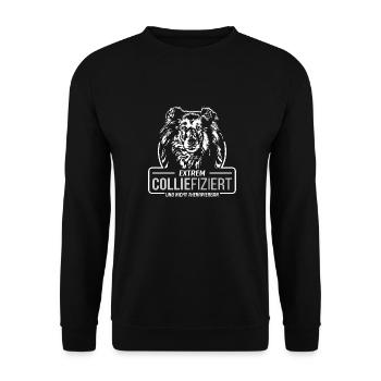 COLLIEFIZIERT Collie Langhaarcollie Hunde Wilsigns - Unisex Pullover - Schwarz - Vorne - Alina (178cm) & Michal (187cm)