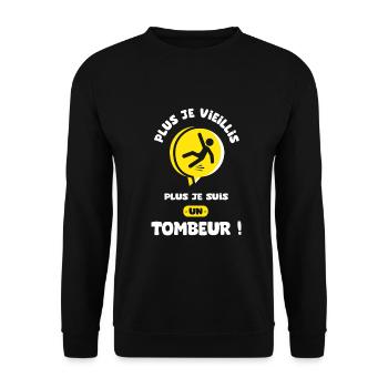 plus je vieillis plus je suis un tombeur - Sweat-shirt Unisexe - noir - Devant - Alina (178cm) & Michal (187cm)
